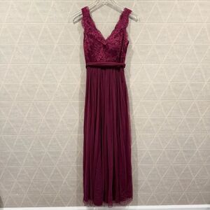 Anthropologie BHLDN Hitherto Lace Dress Burgundy Size 2 MRSP $250